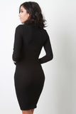Rib Knit Turtleneck Long Sleeve Dress