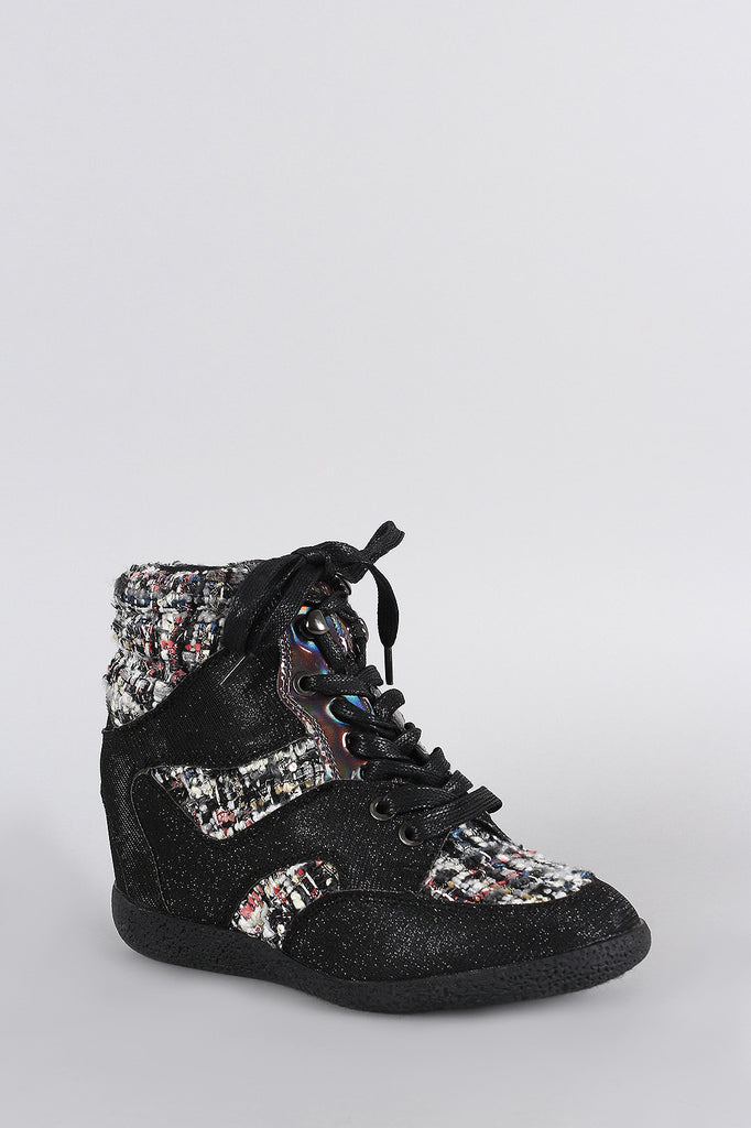 Wedge sneakers top lace up
