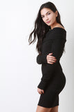Off-The-Shoulder Ribbed Sweater Dress