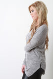 Lightweight Knit Draped Side Long Sleeve Top
