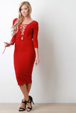 Open Anterior and Posterior Lace Midi Dress