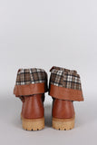 Plaid Cuff Combat Lug Booties